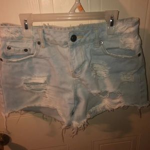 Blue jean ripped shorts